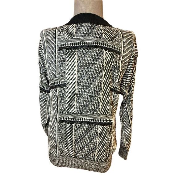Union Bay Vtg Men’s Geometric Print Sweater Pullover Sz. S Black/White - Picture 3 of 8
